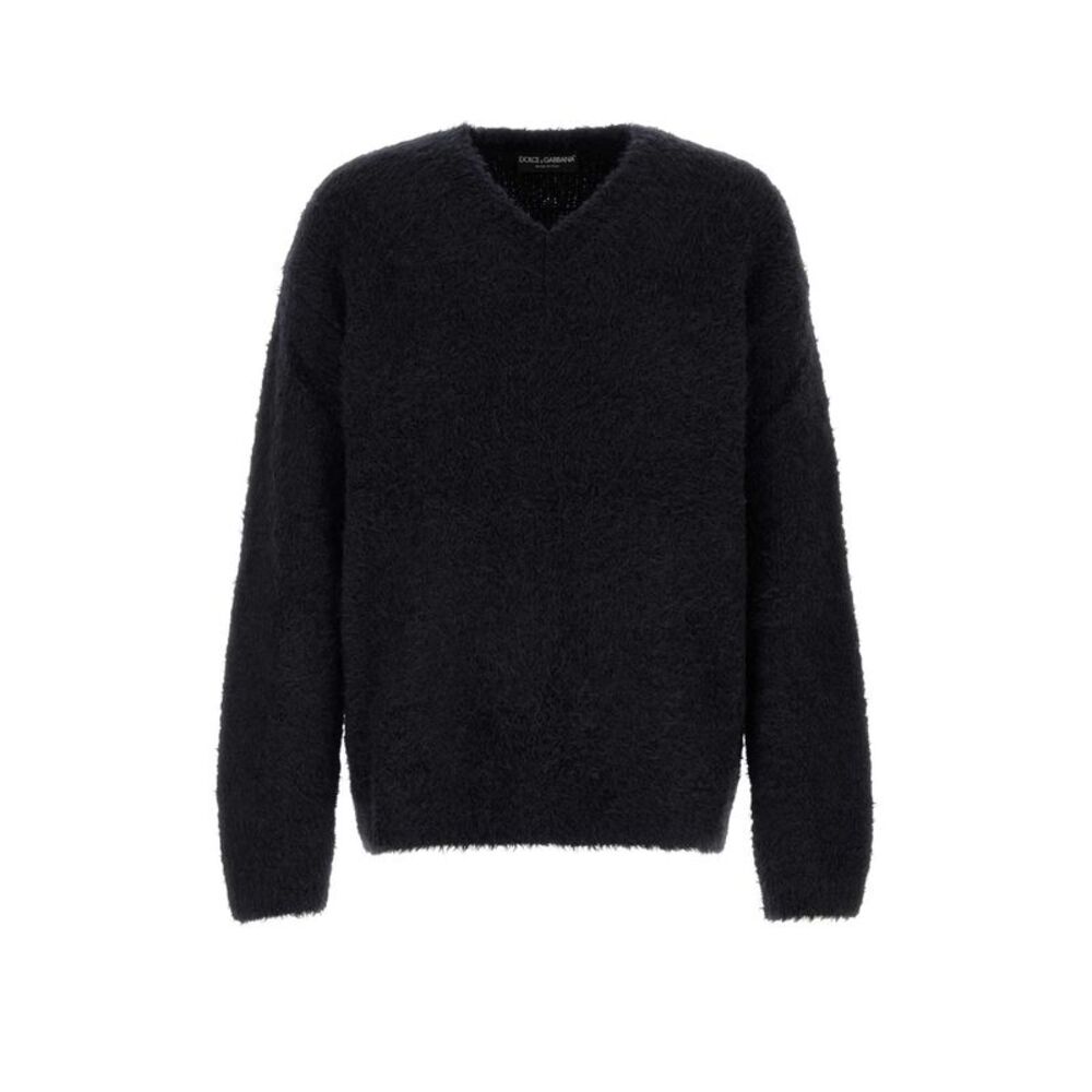Dolce & Gabbana Men Black Stretch Alpaca Blend Sweater